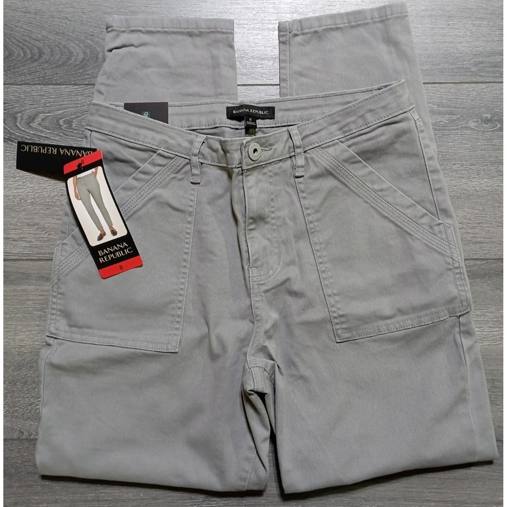 Banana Republic High Rise Twill Pant Womens Size 8 Gray Ankle Office Casual